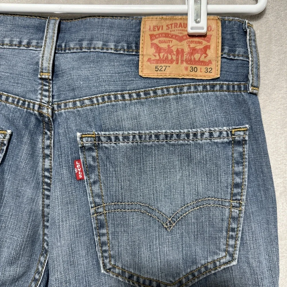 Levi's 527 Slim Bootcut‎ Jeans Men's 30 Blue Medium Wash Stretch Denim Whiskers